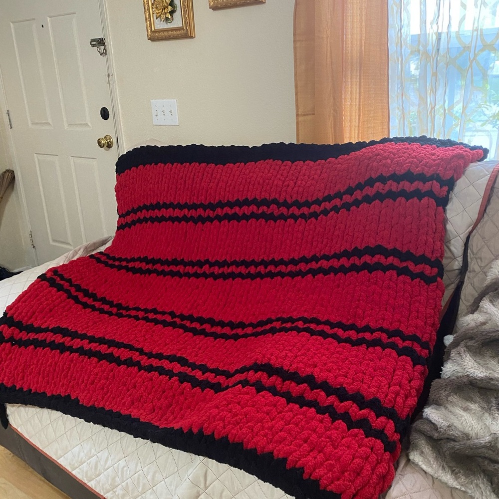 Red and Black Striped Blanket